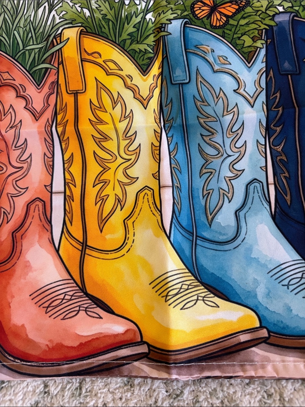 Welcome Western Santa Fe Multicolor Cowboy Boots Sm Garden Flag NWT 11.5x17.75” - Picture 9 of 16